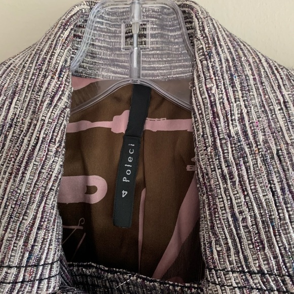 Poleci silver coat jacket size 4 Anthropologie womens silk cotton blend - Picture 11 of 16